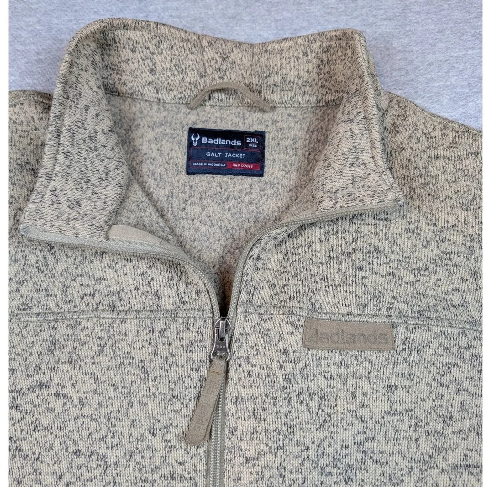 Badlands Galt Jacket Mens 2XL Oatmeal Heather Full Zip Fleece Sweater RN127615